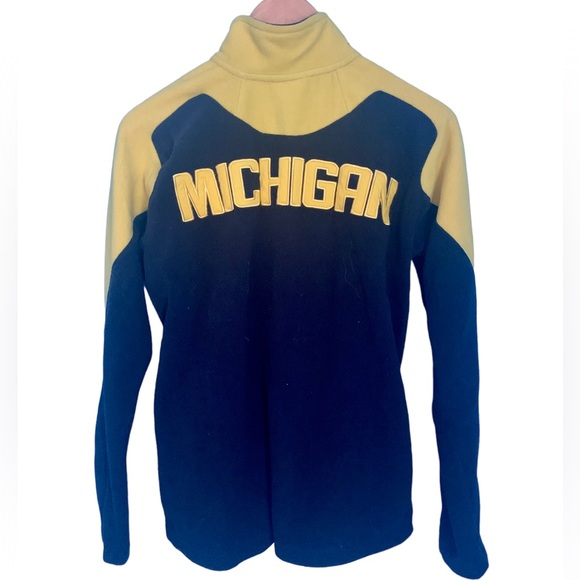 Adidas Michigan Wolverines Navy Yellow 1/4 Zip Fleece Jacket Youth Large - Picture 3 of 6